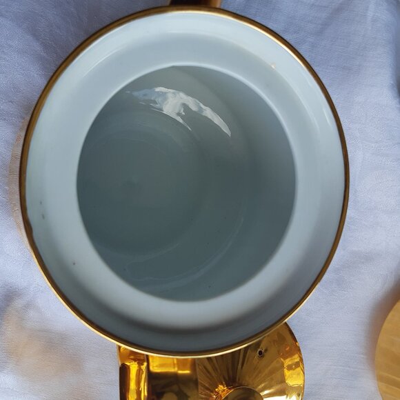 Royal Worcester 1960s Gold Tea & Coffee Pot Set w/6 teacups, English Porcelain - Picture 8 of 15